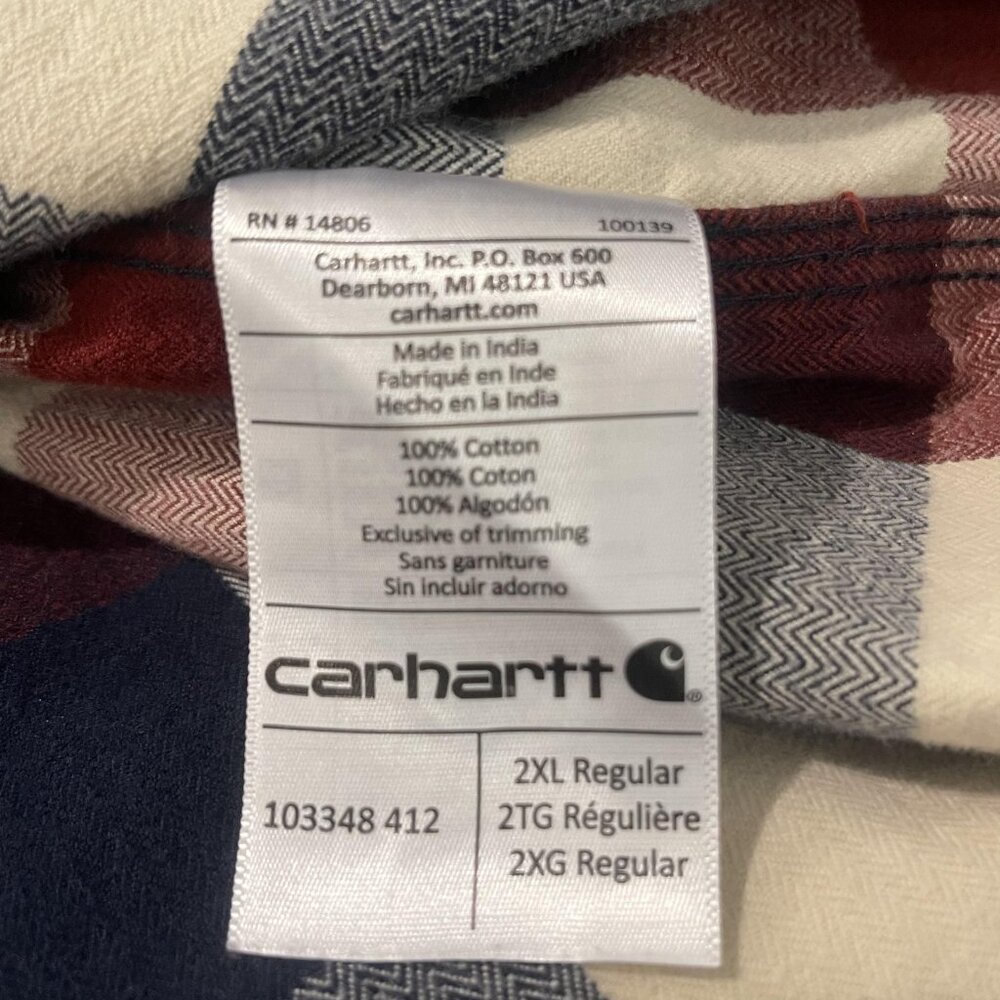 Carhartt Shirt Mens 2XL Red Plaid Flannel Original Fit Button Up Workwear 103348 - Picture 8 of 8